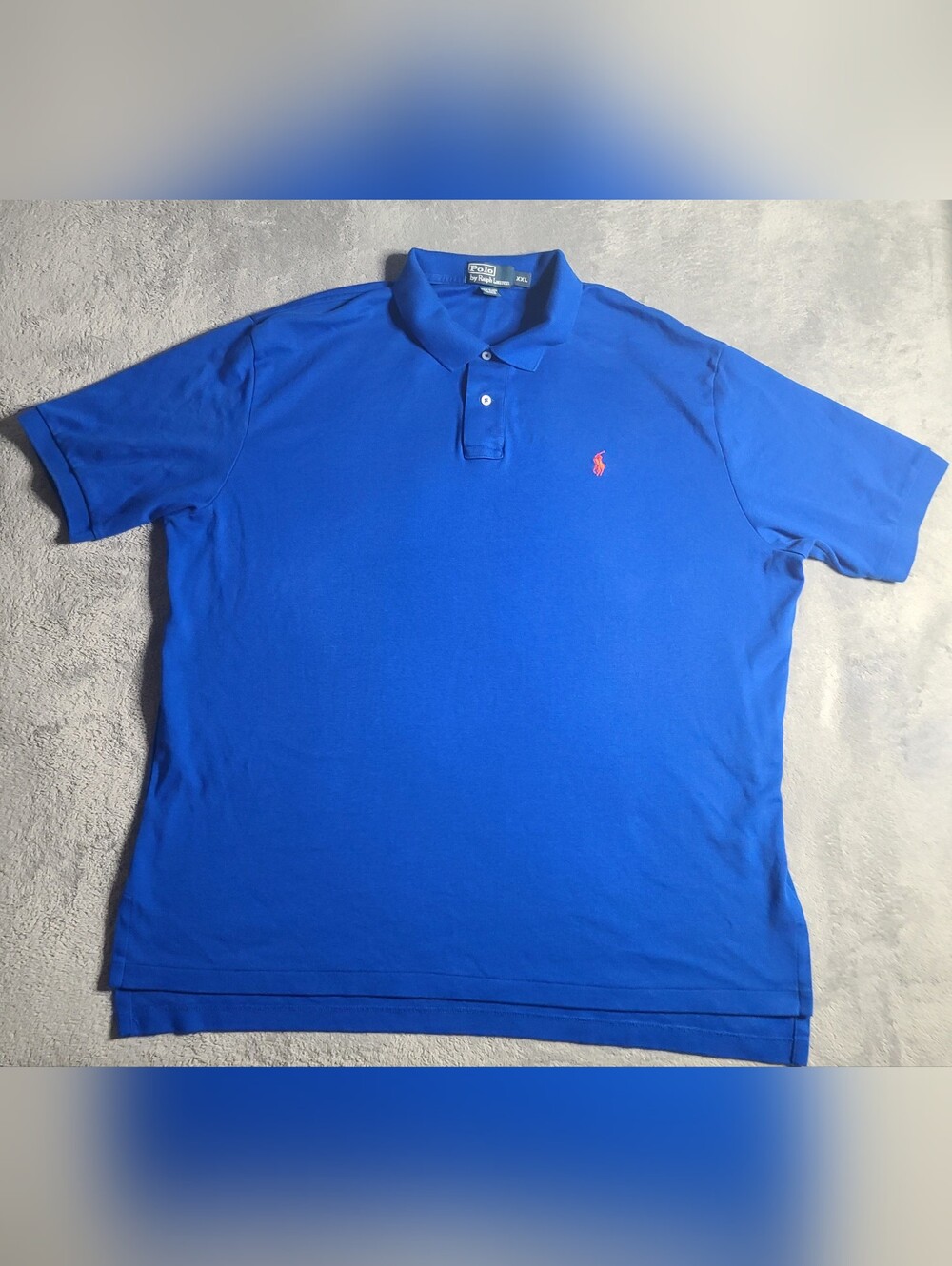 Polo Ralph Lauren Mens XXL Royal Blue Orange Pony Pique Polo Shirt Short Sleeve